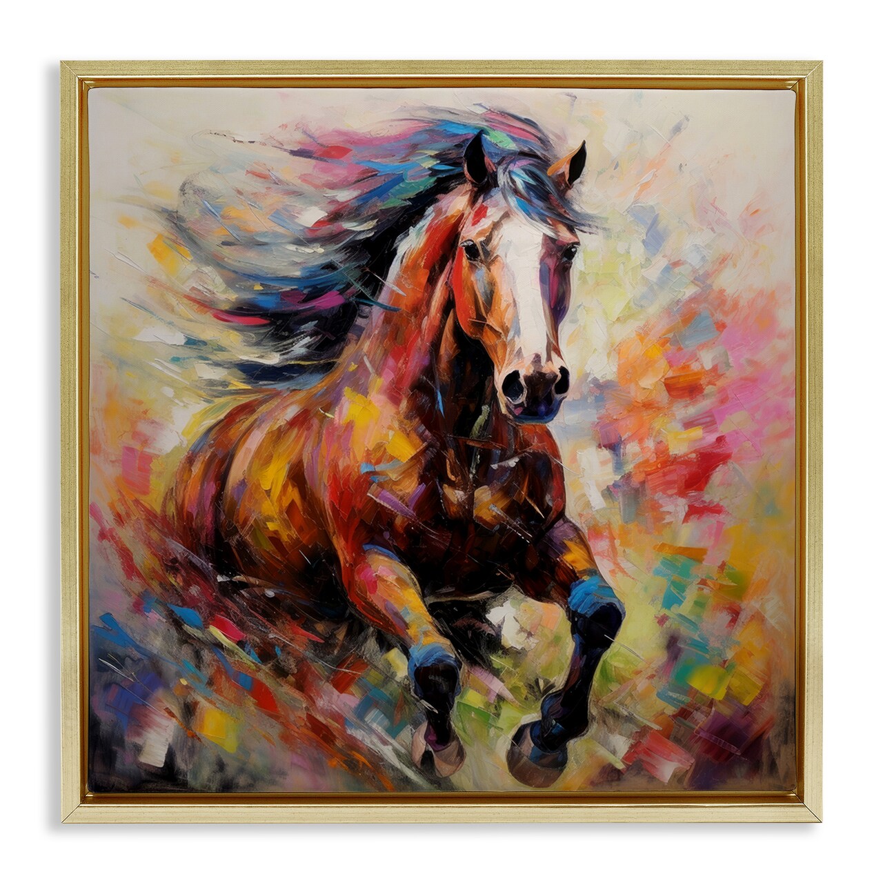 Stupell Industries Vivid Horse Galloping Framed Floater Canvas Wall Art